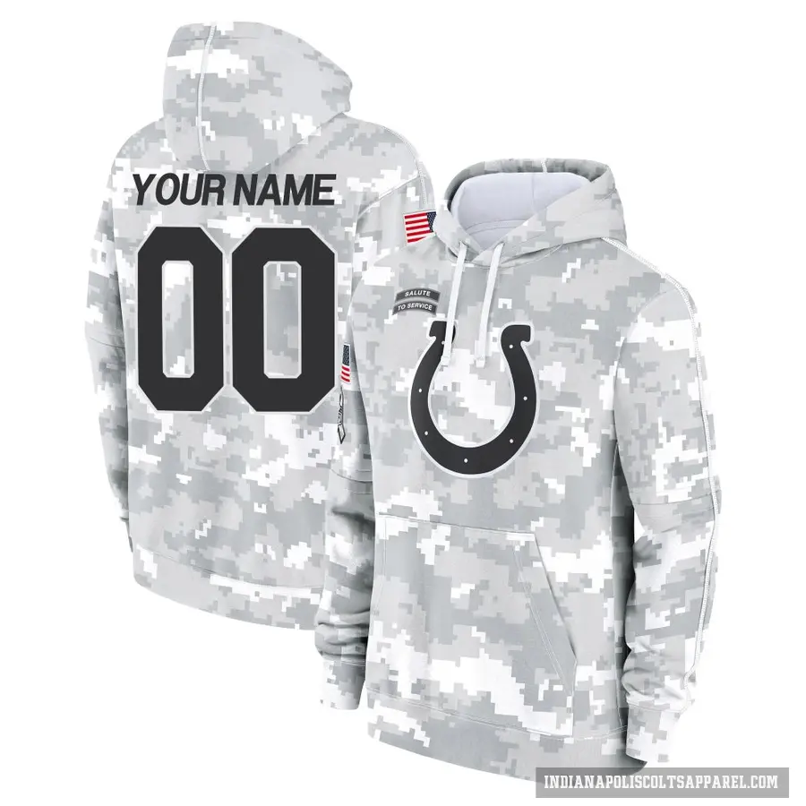 Men's ＃00 Custom Indianapolis Colts Arctic Camo 2024 Salute to Service Club Fleece Pullover Hoodie