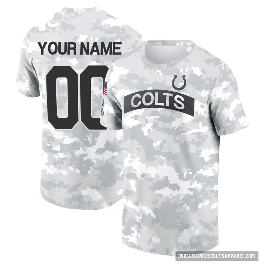 Men's ＃00 Custom Indianapolis Colts Camo Arctic 2024 Salute to Service Performance T-Shirt