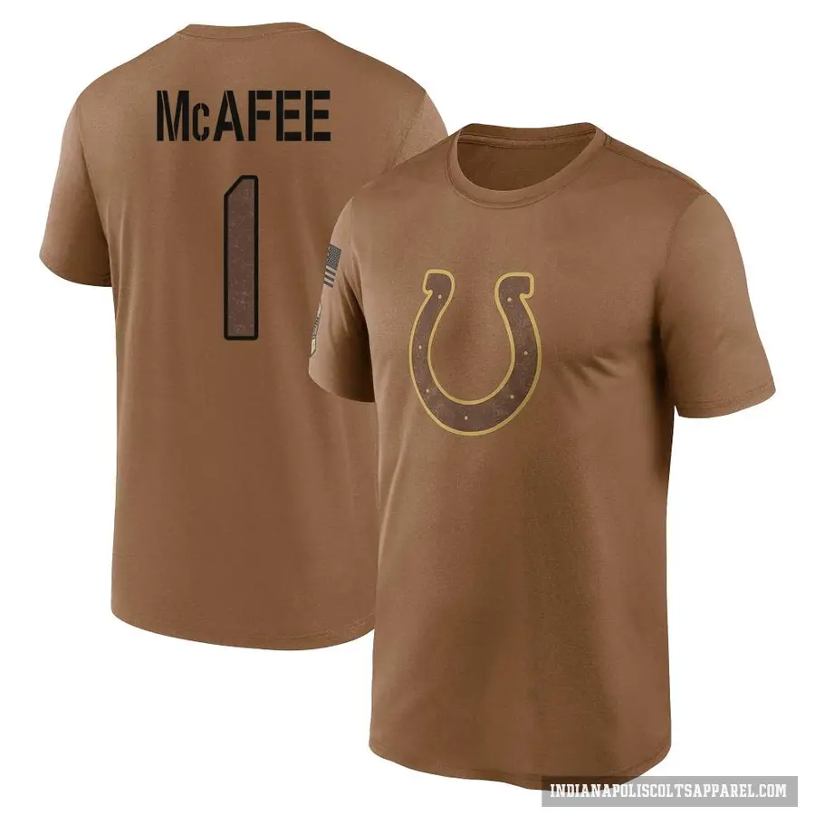 Men's ＃1 Pat McAfee Indianapolis Colts Brown 2023 Salute To Service Performance T-Shirt