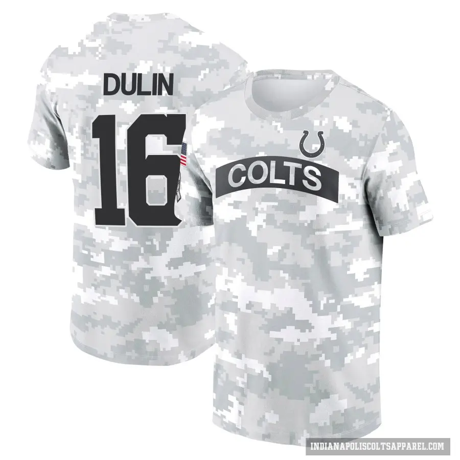 Men's ＃16 Ashton Dulin Indianapolis Colts Camo Arctic 2024 Salute to Service Performance T-Shirt