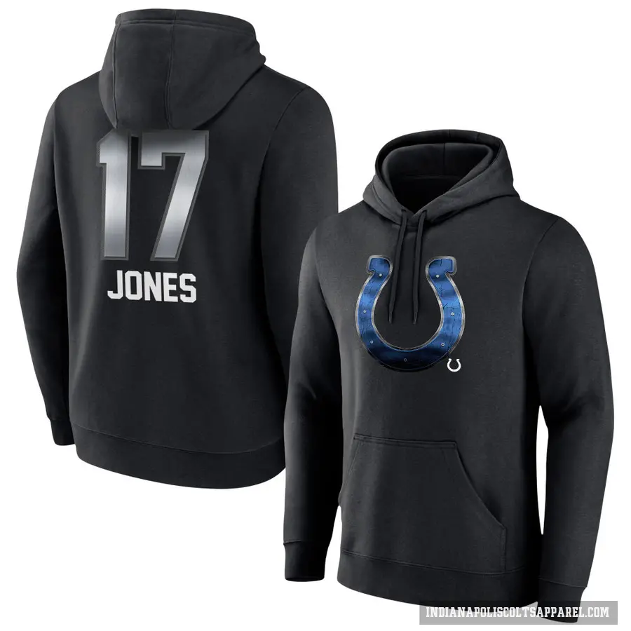 Men's ＃17 Daniel Jones Indianapolis Colts Black Midnight Mascot Pullover Hoodie