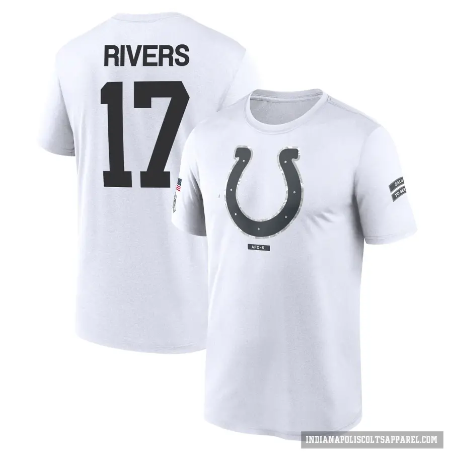 Men's ＃17 Philip Rivers Indianapolis Colts White 2024 Salute to Service Performance T-Shirt