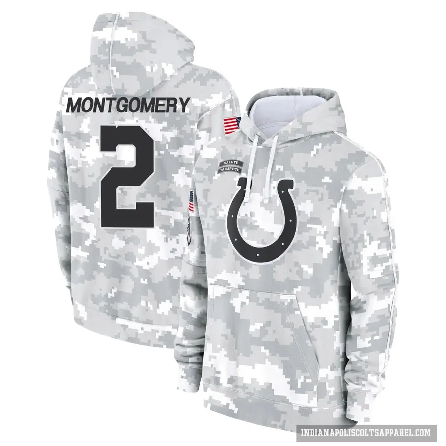 Men's ＃2 D.J. Montgomery Indianapolis Colts Arctic Camo 2024 Salute to Service Club Fleece Pullover Hoodie