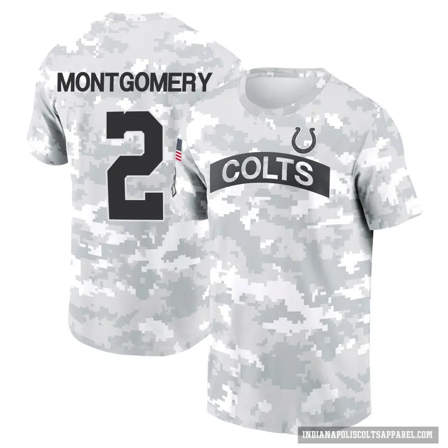 Men's ＃2 D.J. Montgomery Indianapolis Colts Camo Arctic 2024 Salute to Service Performance T-Shirt