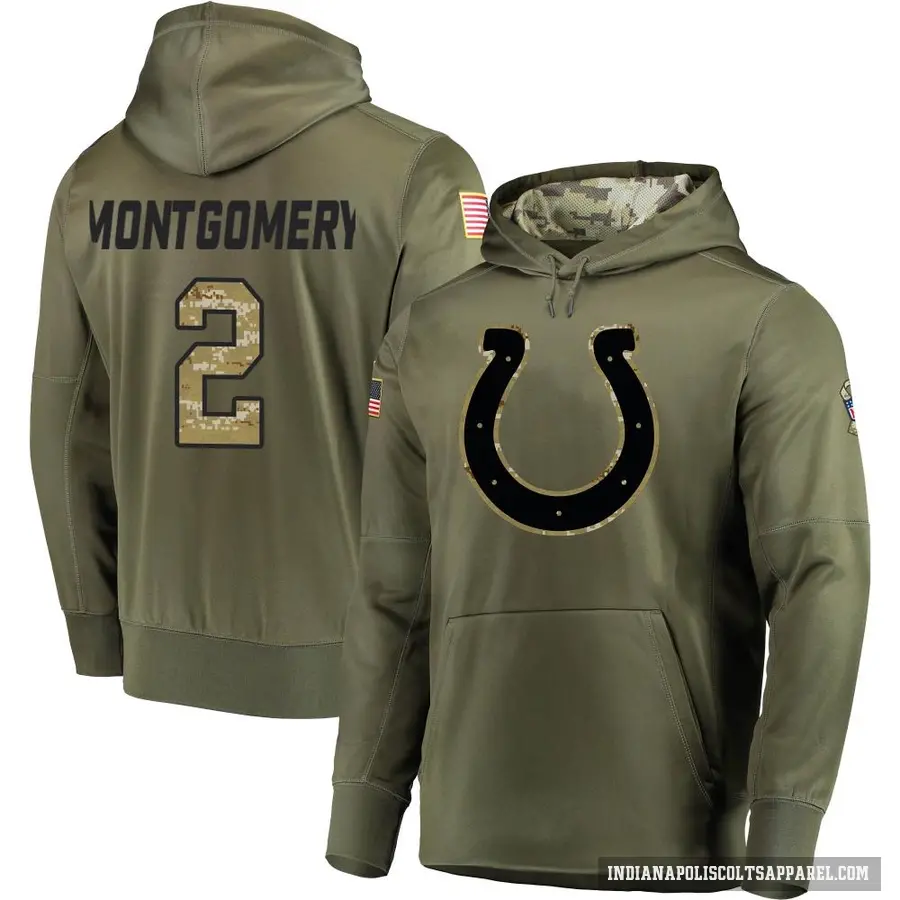Men's ＃2 D.J. Montgomery Indianapolis Colts Olive Salute to Service Pullover Hoodie