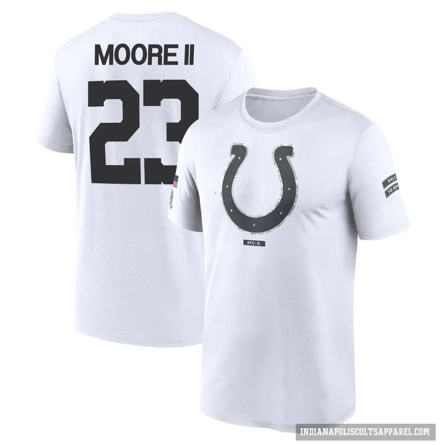 Men's ＃23 Kenny Moore II Indianapolis Colts White 2024 Salute to Service Performance T-Shirt