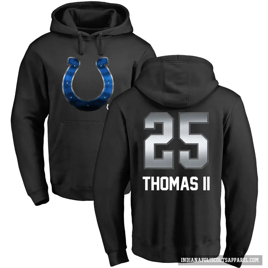 Men's ＃25 Rodney Thomas II Indianapolis Colts Black Midnight Mascot Pullover Hoodie