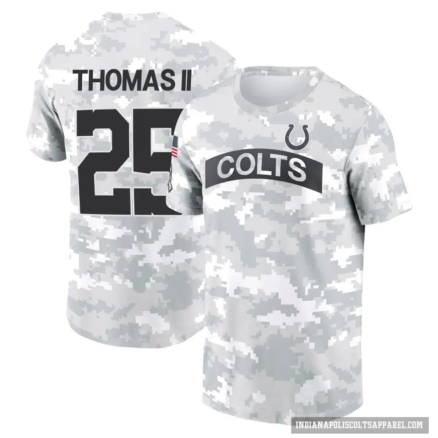 Men's ＃25 Rodney Thomas II Indianapolis Colts Camo Arctic 2024 Salute to Service Performance T-Shirt