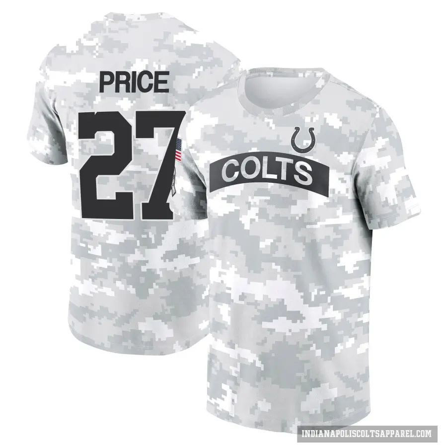 Men's ＃27 D'vonte Price Indianapolis Colts Camo Arctic 2024 Salute to Service Performance T-Shirt
