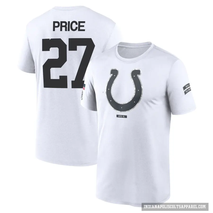 Men's ＃27 D'vonte Price Indianapolis Colts White 2024 Salute to Service Performance T-Shirt