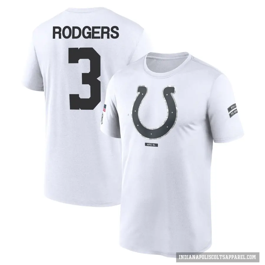 Men's ＃3 Amari Rodgers Indianapolis Colts White 2024 Salute to Service Performance T-Shirt