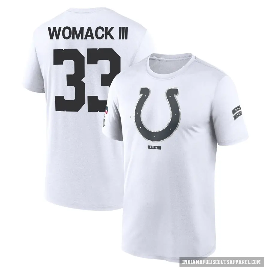 Men's ＃33 Samuel Womack III Indianapolis Colts White 2024 Salute to Service Performance T-Shirt