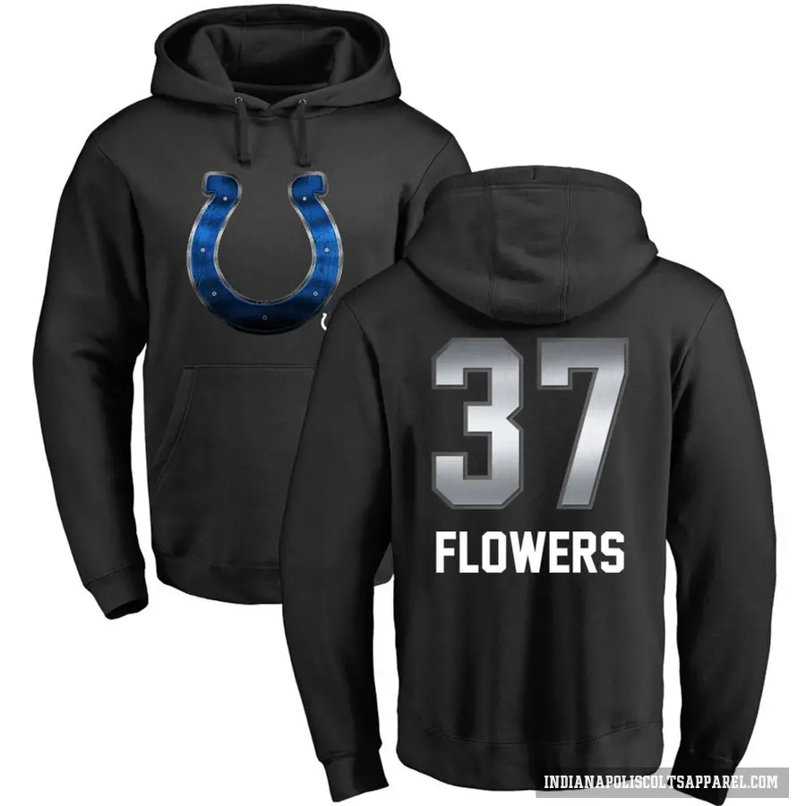 Men's ＃37 Tre Flowers Indianapolis Colts Black Midnight Mascot Pullover Hoodie