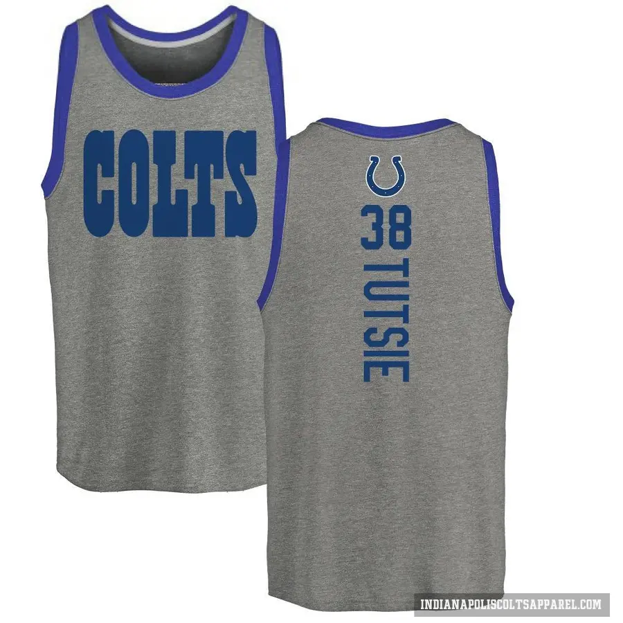 Men's ＃38 Michael Tutsie Indianapolis Colts Ash Backer Tank Top