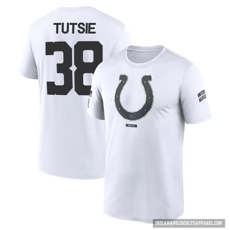 Men's ＃38 Michael Tutsie Indianapolis Colts White 2024 Salute to Service Performance T-Shirt