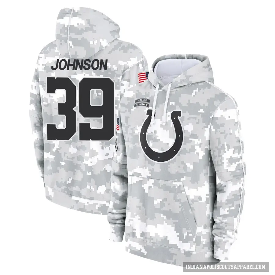 Men's ＃39 Alex Johnson Indianapolis Colts Arctic Camo 2024 Salute to Service Club Fleece Pullover Hoodie
