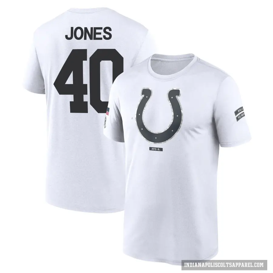 Men's ＃40 Jaylon Jones Indianapolis Colts White 2024 Salute to Service Performance T-Shirt