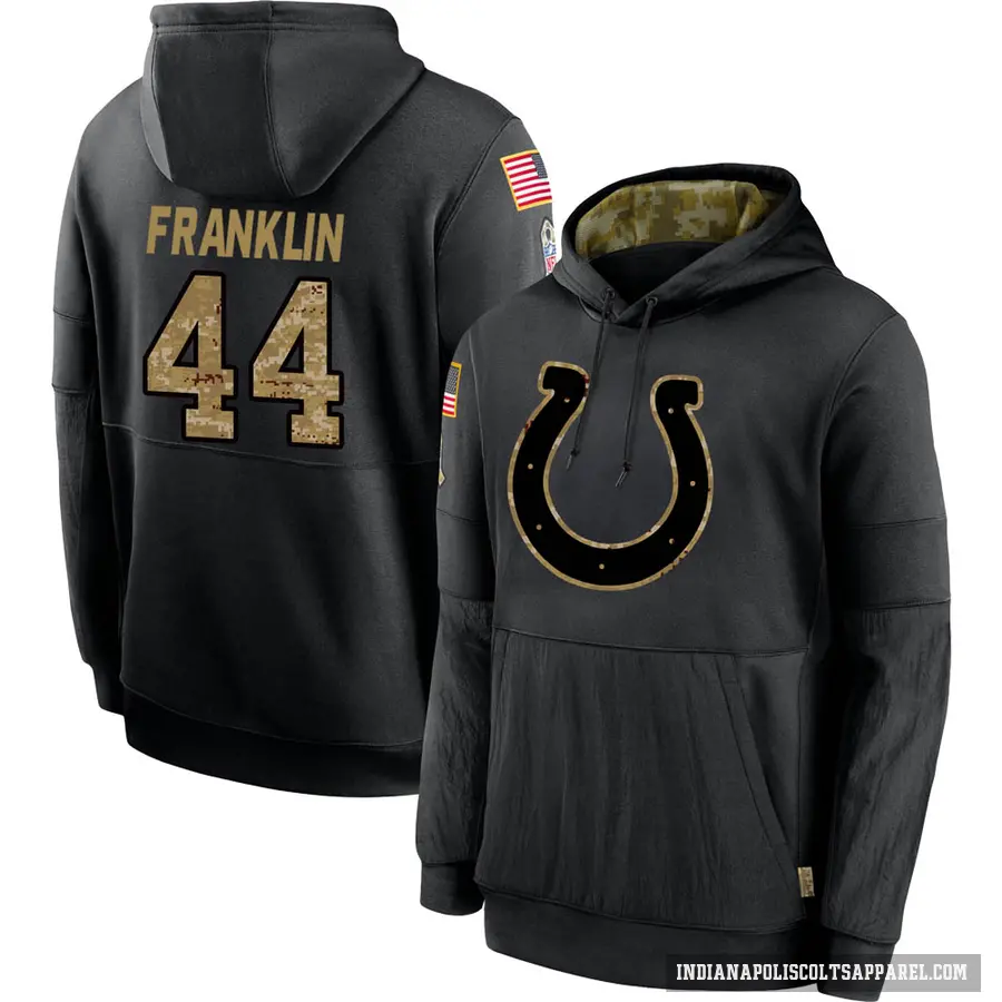 Men's ＃44 Zaire Franklin Indianapolis Colts Black 2020 Salute to Service Sideline Performance Pullover Hoodie
