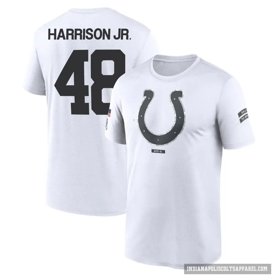 Men's ＃48 Ronnie Harrison Jr. Indianapolis Colts White 2024 Salute to Service Performance T-Shirt