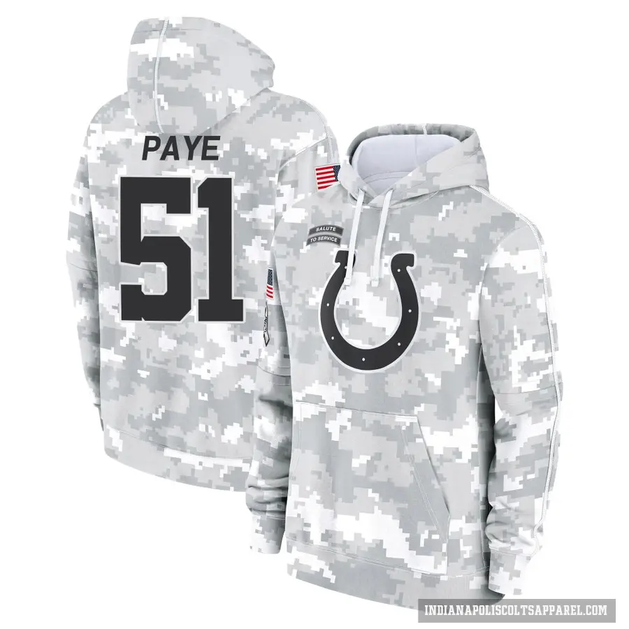 Men's ＃51 Kwity Paye Indianapolis Colts Arctic Camo 2024 Salute to Service Club Fleece Pullover Hoodie