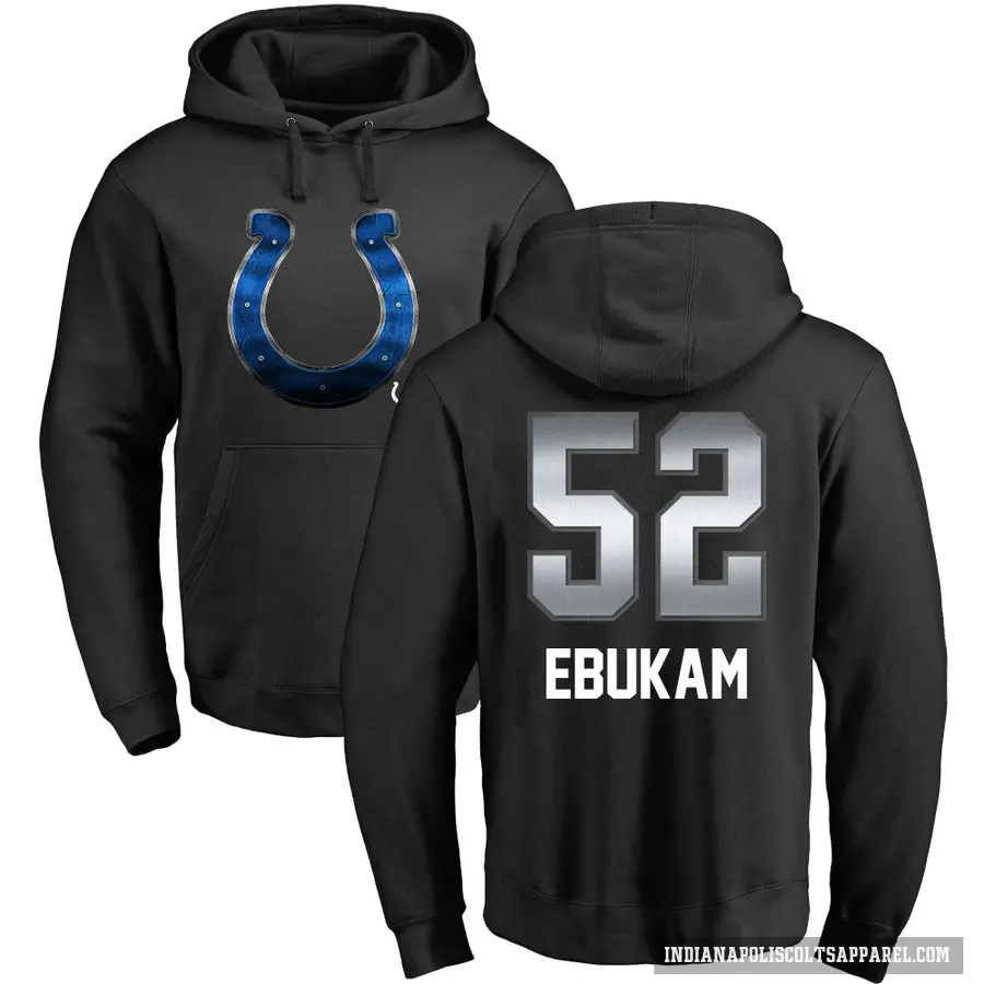 Men's ＃52 Samson Ebukam Indianapolis Colts Black Midnight Mascot Pullover Hoodie