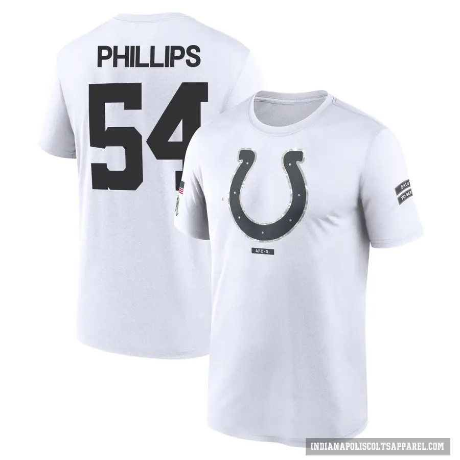 Men's ＃54 Jacob Phillips Indianapolis Colts White 2024 Salute to Service Performance T-Shirt