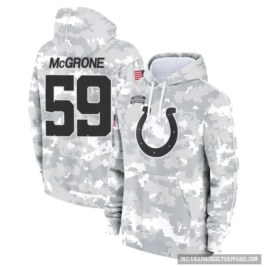 Men's ＃59 Cameron McGrone Indianapolis Colts Arctic Camo 2024 Salute to Service Club Fleece Pullover Hoodie