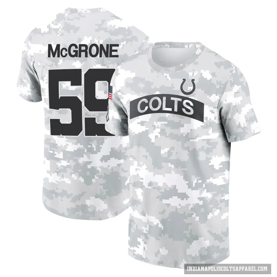 Men's ＃59 Cameron McGrone Indianapolis Colts Camo Arctic 2024 Salute to Service Performance T-Shirt