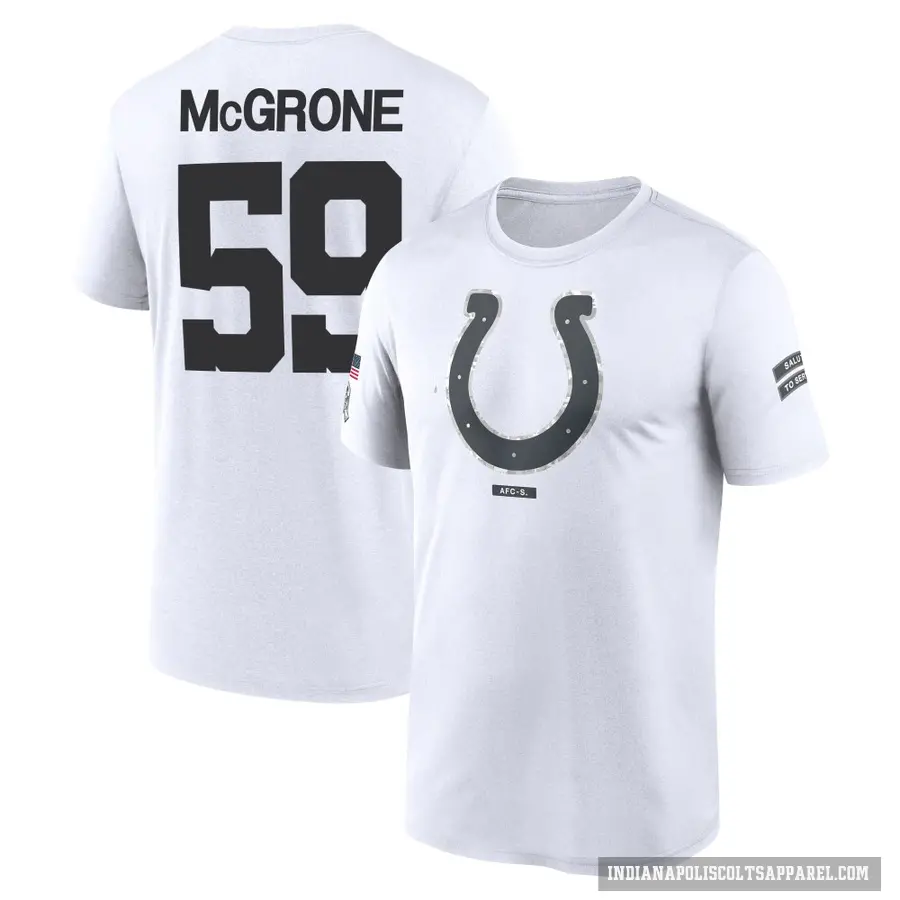 Men's ＃59 Cameron McGrone Indianapolis Colts White 2024 Salute to Service Performance T-Shirt