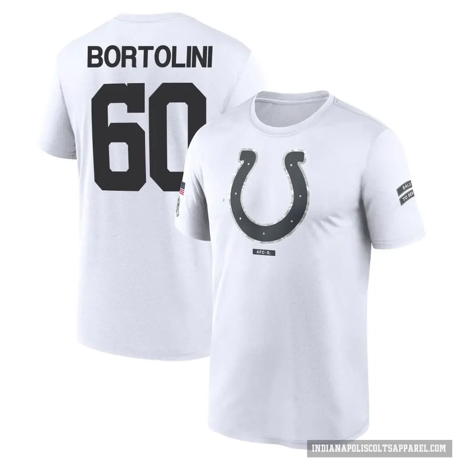 Men's ＃60 Tanor Bortolini Indianapolis Colts White 2024 Salute to Service Performance T-Shirt