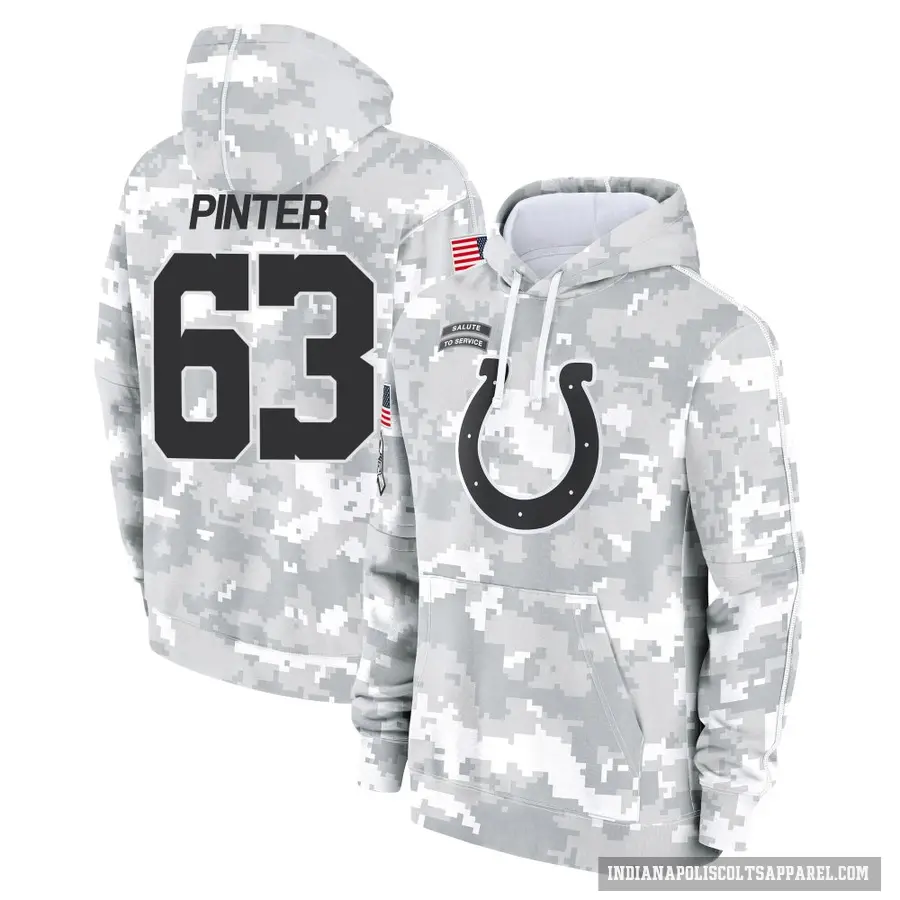 Men's ＃63 Danny Pinter Indianapolis Colts Arctic Camo 2024 Salute to Service Club Fleece Pullover Hoodie