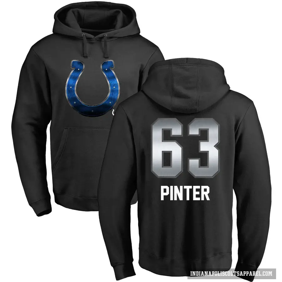 Men's ＃63 Danny Pinter Indianapolis Colts Black Midnight Mascot Pullover Hoodie