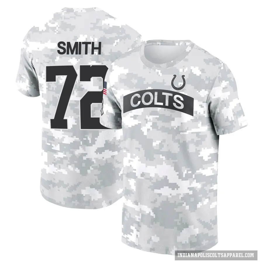 Men's ＃72 Braden Smith Indianapolis Colts Camo Arctic 2024 Salute to Service Performance T-Shirt