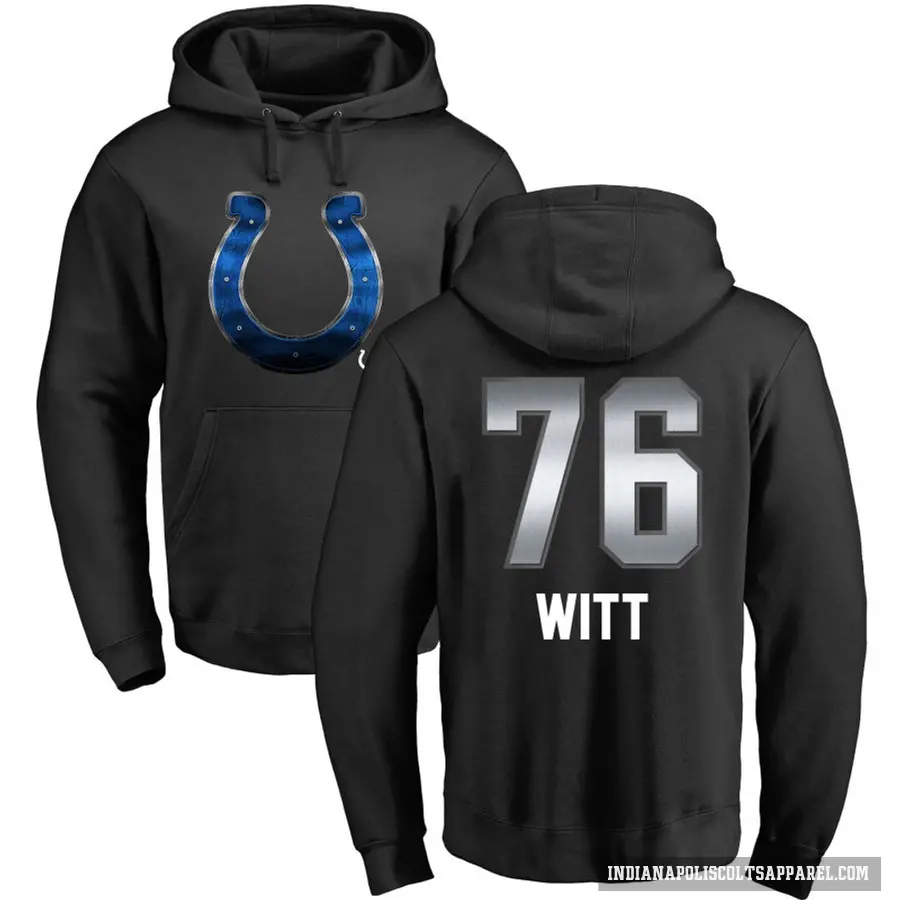 Men's ＃76 Jake Witt Indianapolis Colts Black Midnight Mascot Pullover Hoodie