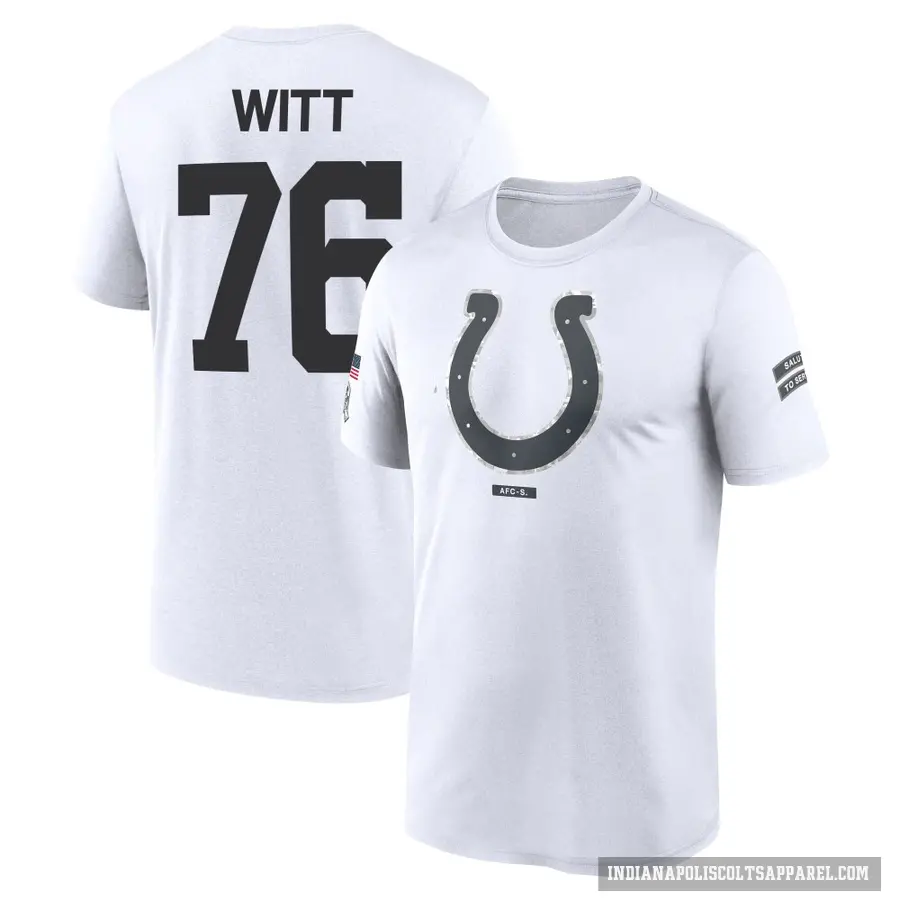 Men's ＃76 Jake Witt Indianapolis Colts White 2024 Salute to Service Performance T-Shirt