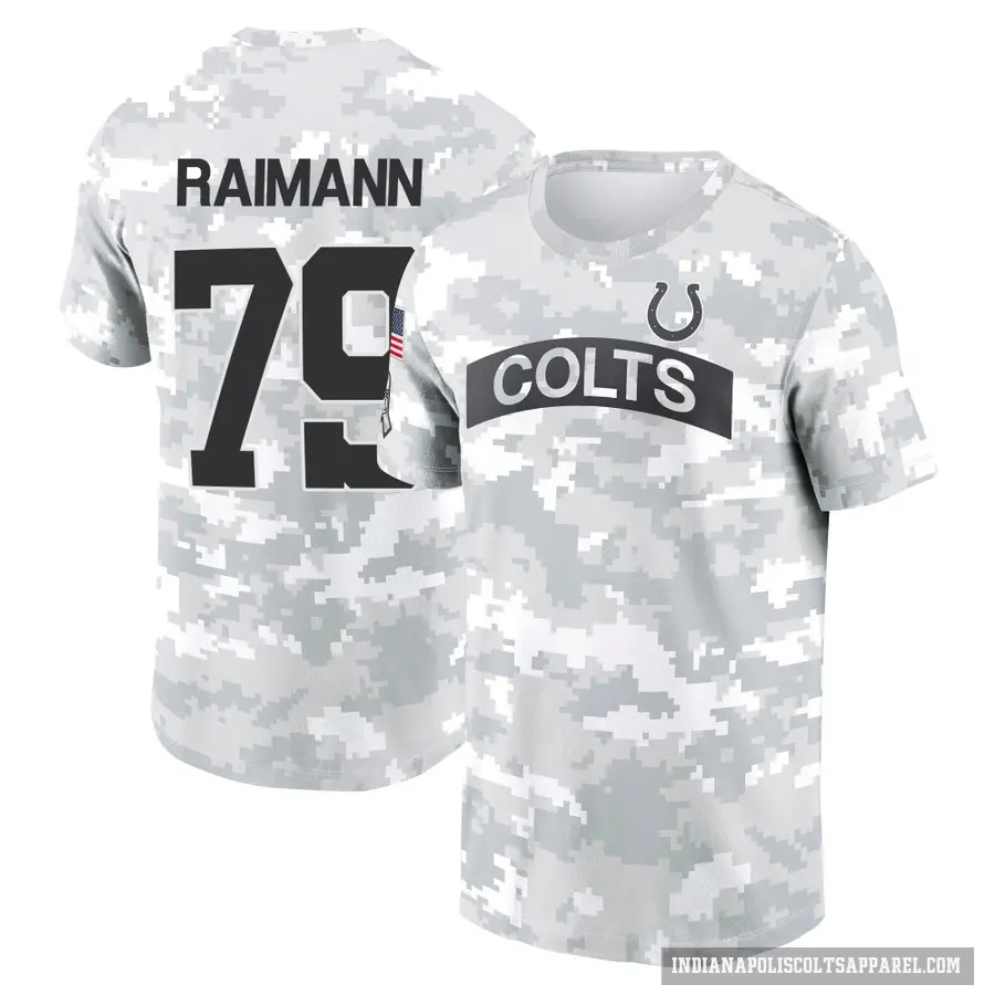Men's ＃79 Bernhard Raimann Indianapolis Colts Camo Arctic 2024 Salute to Service Performance T-Shirt
