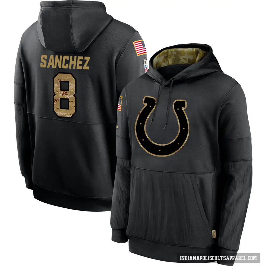 Men's ＃8 Rigoberto Sanchez Indianapolis Colts Black 2020 Salute to Service Sideline Performance Pullover Hoodie