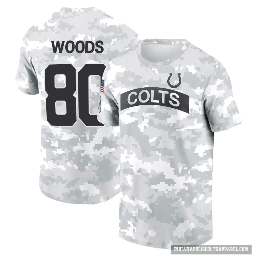 Men's ＃80 Jelani Woods Indianapolis Colts Camo Arctic 2024 Salute to Service Performance T-Shirt