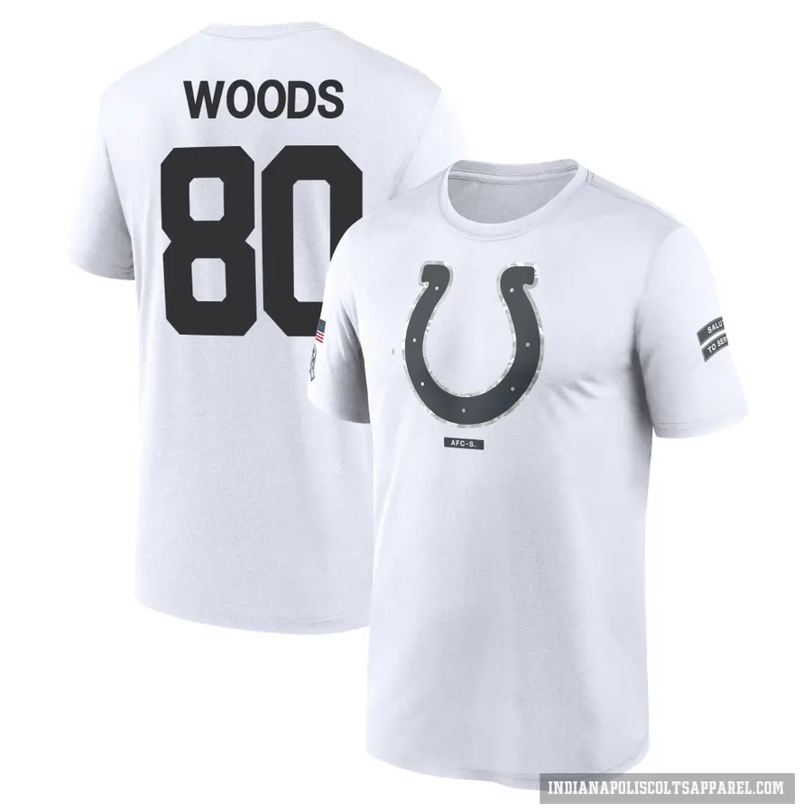Men's ＃80 Jelani Woods Indianapolis Colts White 2024 Salute to Service Performance T-Shirt