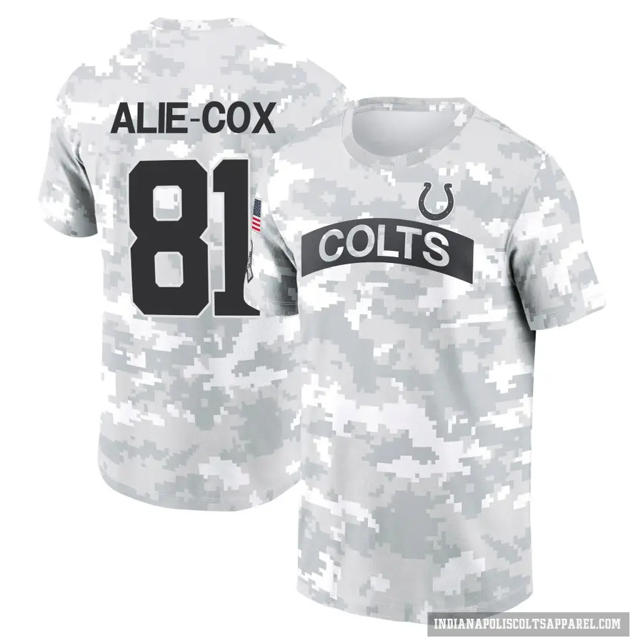 Men's ＃81 Mo Alie-Cox Indianapolis Colts Camo Arctic 2024 Salute to Service Performance T-Shirt