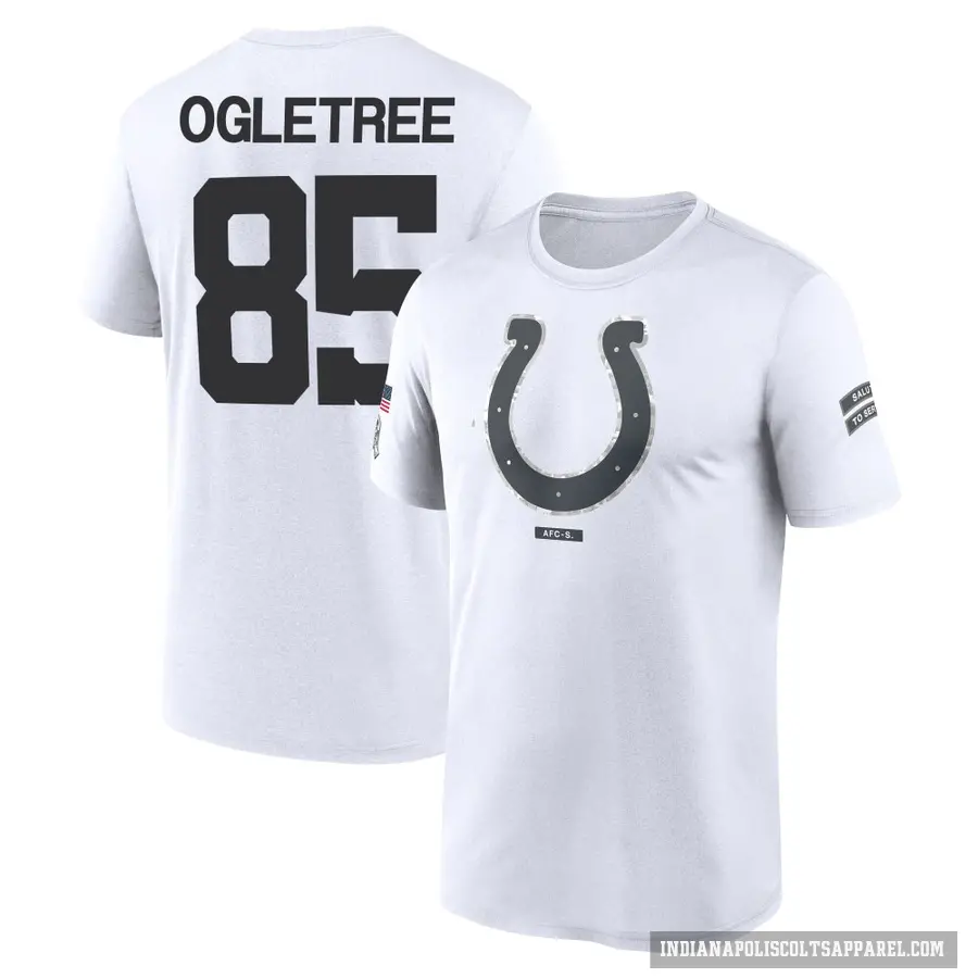 Men's ＃85 Drew Ogletree Indianapolis Colts White 2024 Salute to Service Performance T-Shirt