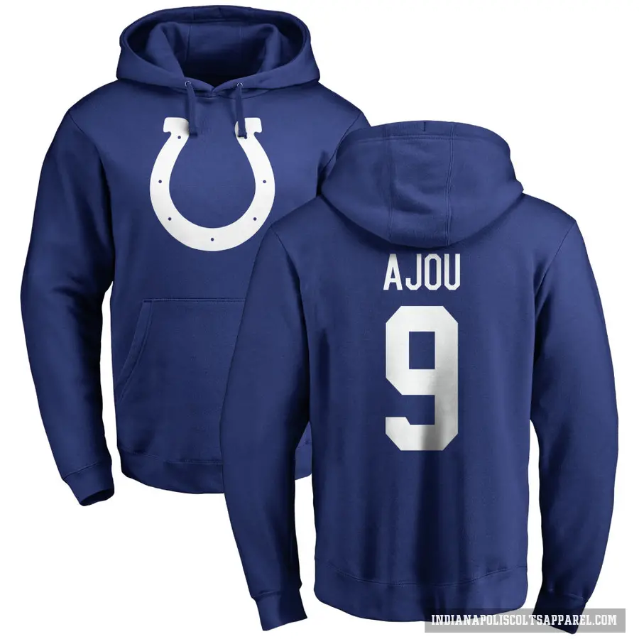 Men's ＃9 Ajou Ajou Indianapolis Colts Royal Pro Line Name & Number Logo Pullover Hoodie
