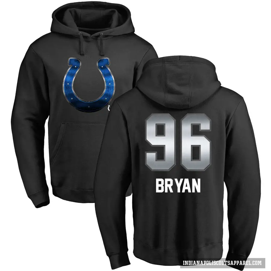 Men's ＃96 Taven Bryan Indianapolis Colts Black Midnight Mascot Pullover Hoodie