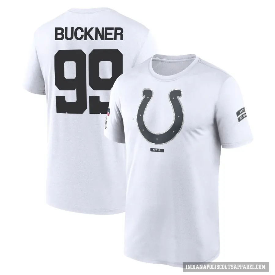 Men's ＃99 DeForest Buckner Indianapolis Colts White 2024 Salute to Service Performance T-Shirt