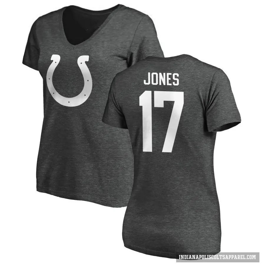 Women's ＃17 Daniel Jones Indianapolis Colts Ash One Color T-Shirt