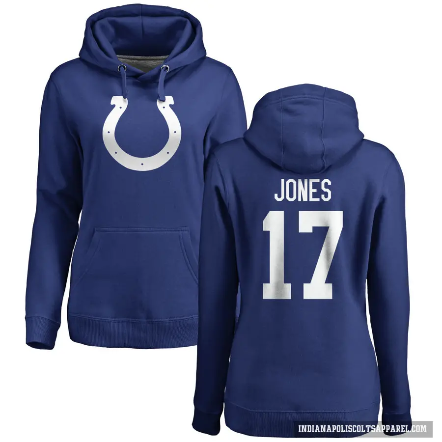 Women's ＃17 Daniel Jones Indianapolis Colts Royal Pro Line Logo Pullover Hoodie