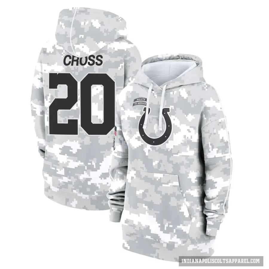 Women's ＃20 Nick Cross Indianapolis Colts Arctic Camo 2024 Salute to Service Club Fleece Pullover Hoodie