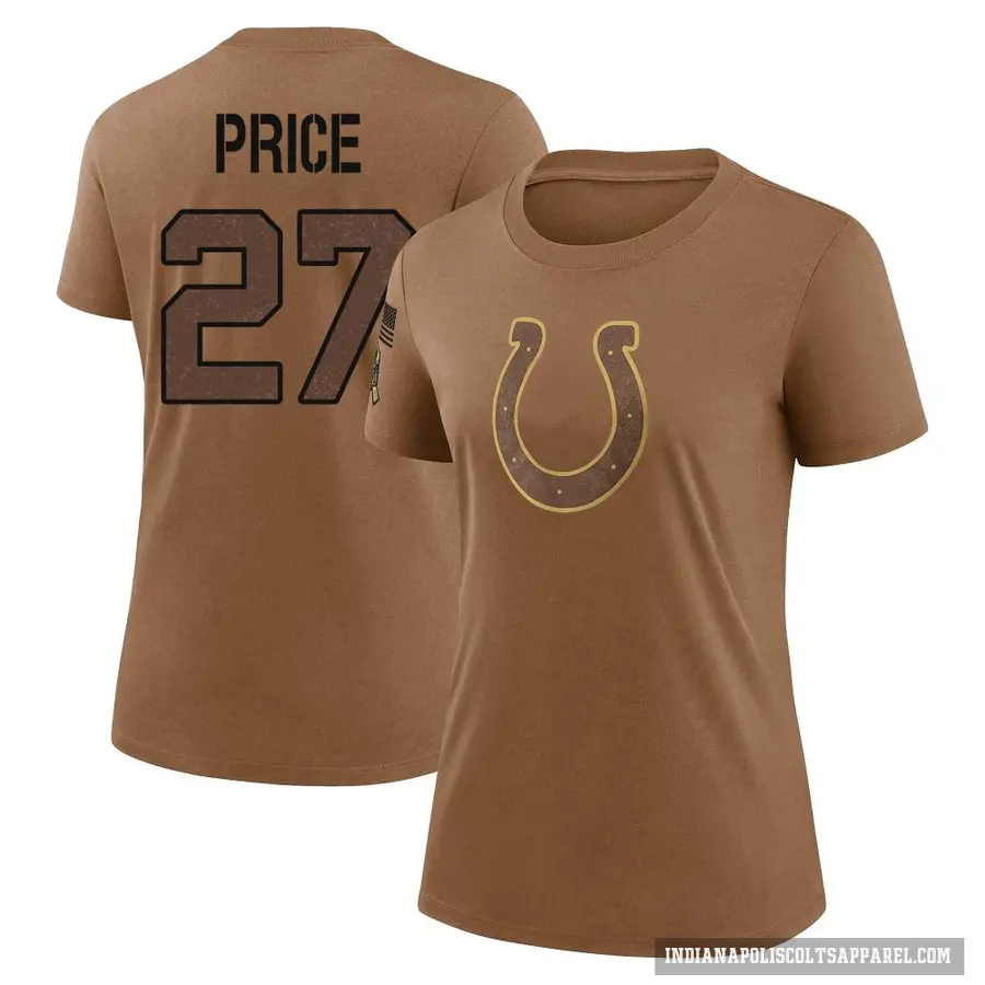 Women's ＃27 D'vonte Price Indianapolis Colts Brown 2023 Salute To Service Performance T-Shirt