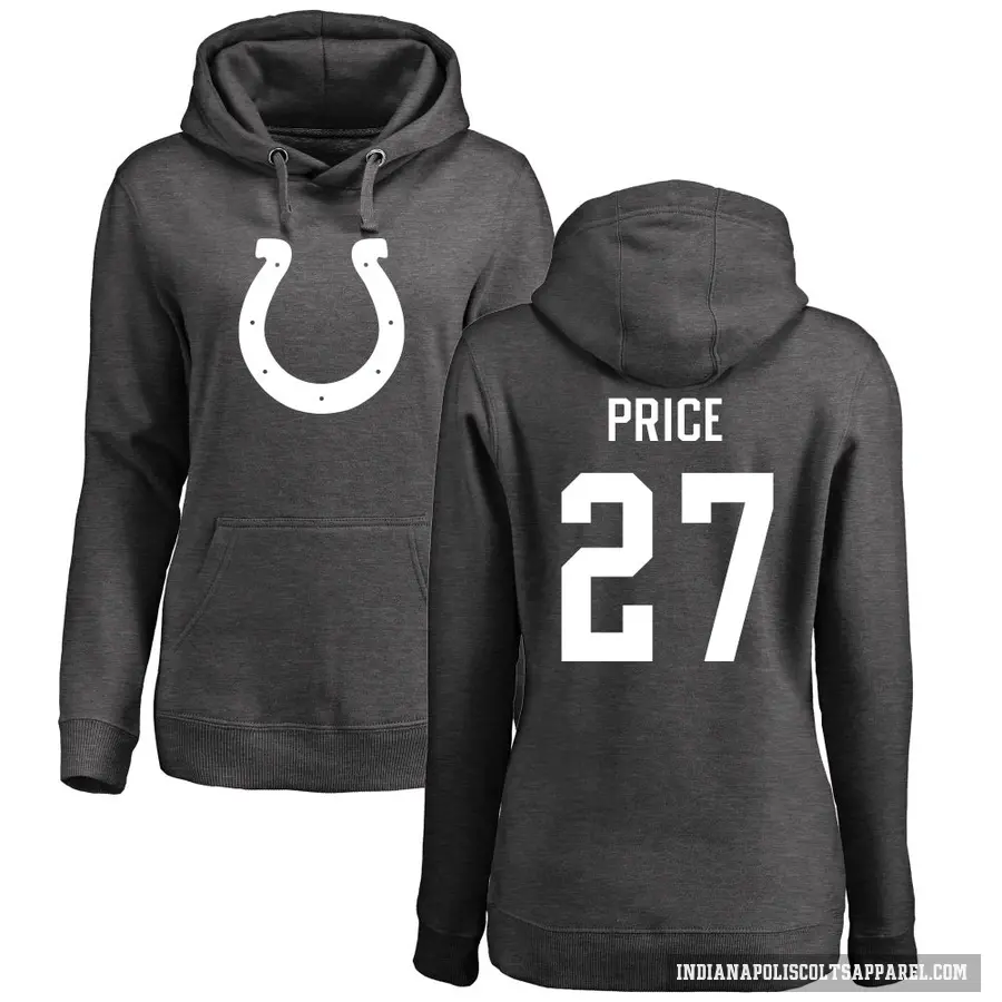 Women's ＃27 D'vonte Price Indianapolis Colts Pro Line by Branded Ash One Color Pullover Hoodie