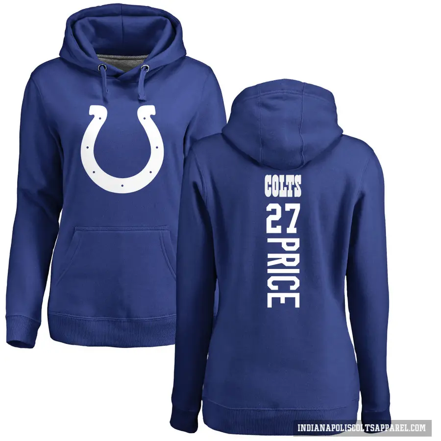 Women's ＃27 D'vonte Price Indianapolis Colts Royal Pro Line Backer Pullover Hoodie
